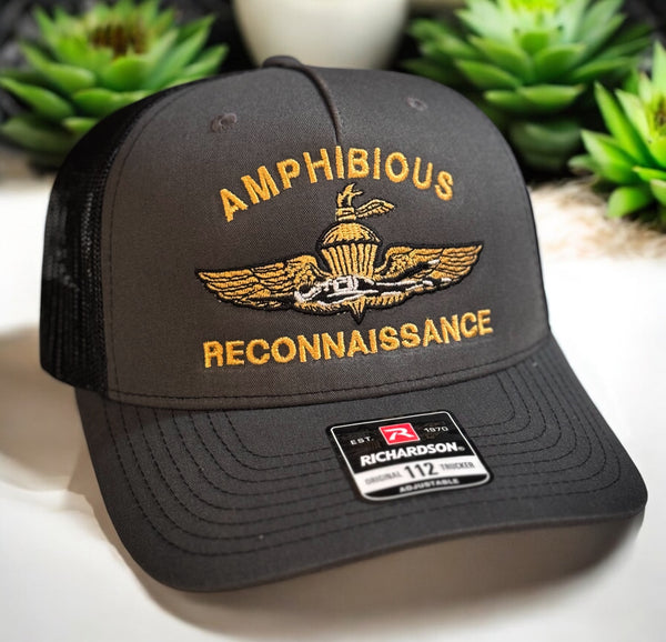 Amphibious Reconnaissance Charcoal/Black Trucker Cap